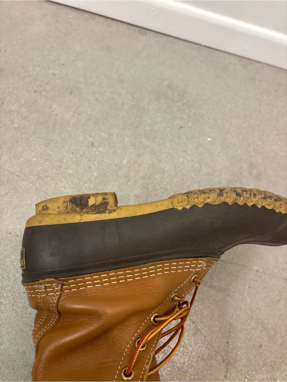 L.L. Bean Brown Leather and Dark Rubber Duck Boots Mens Size 7.5